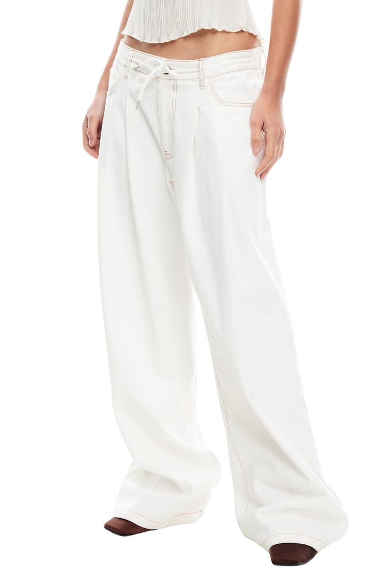 LIONESS Slouched Tie Up Jeans, Alternate, color, Porcelain