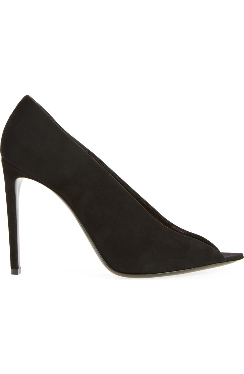 Valentino Garavani Open Toe Révélé Suede Pump, Alternate, color, Black