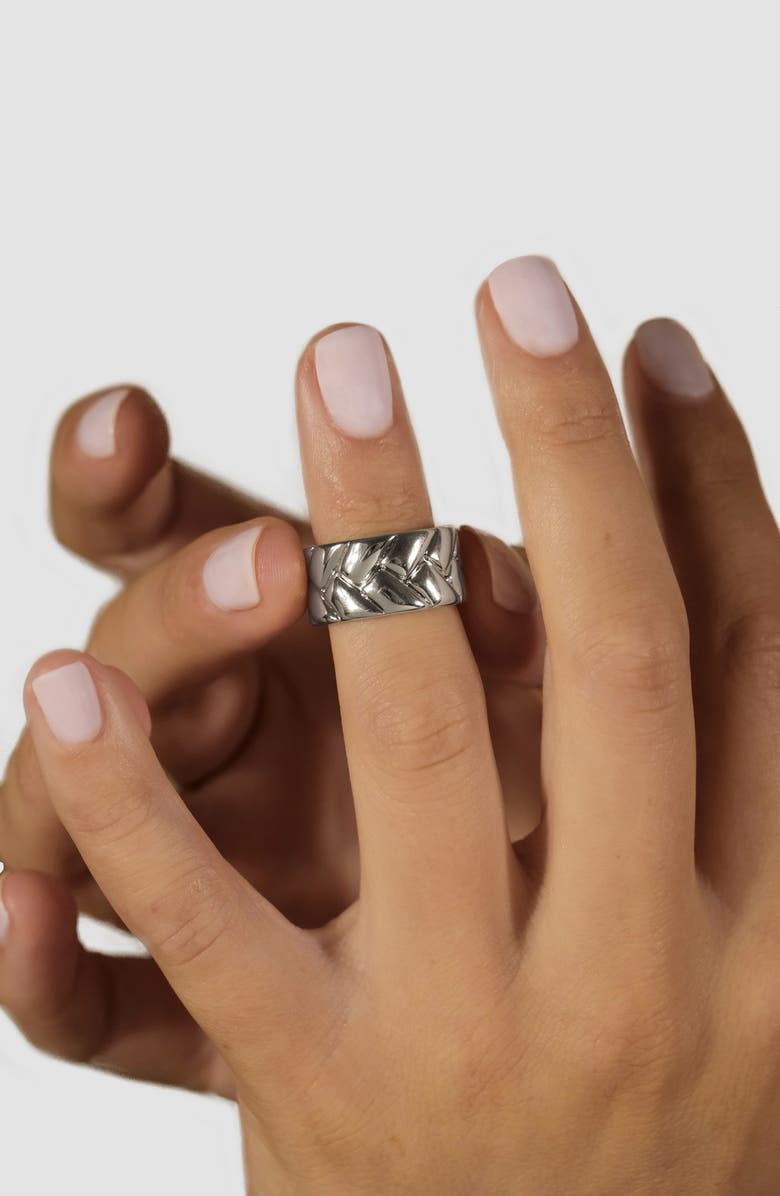 Sterling Forever Cameron Textured Band Ring, Alternate, color,