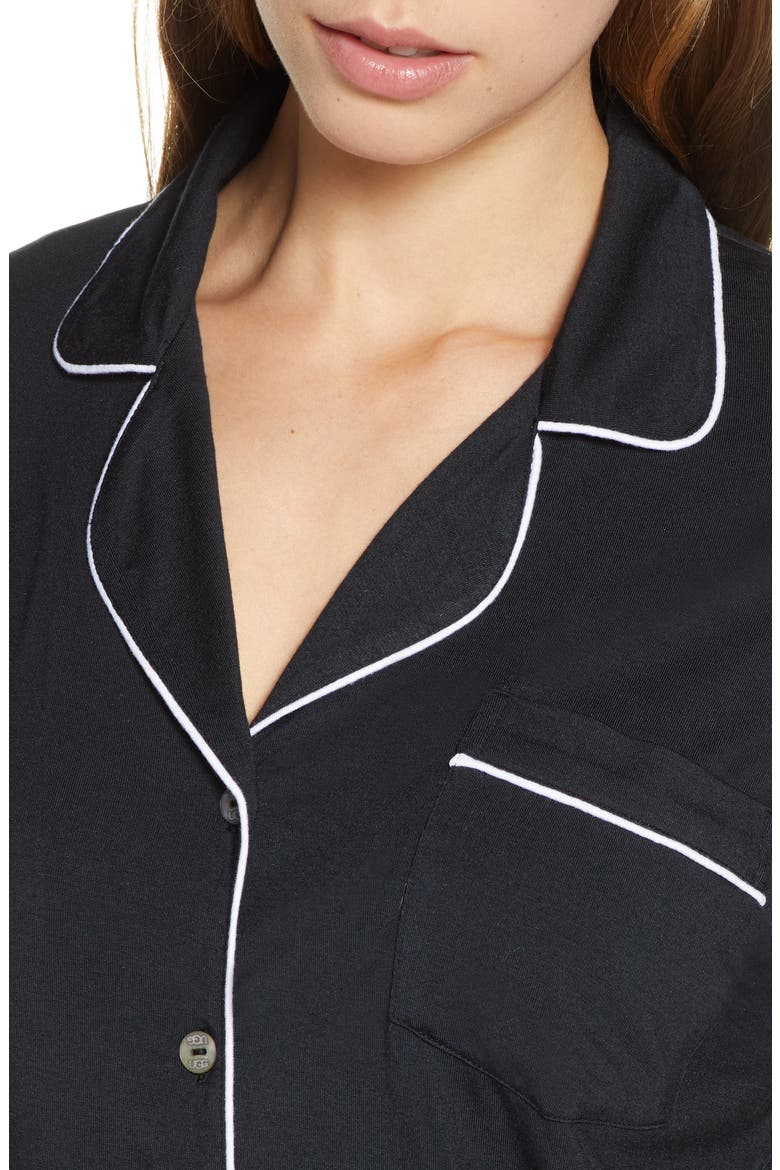 Nya Short Jersey Pajamas, Alternate, color, BLACK
