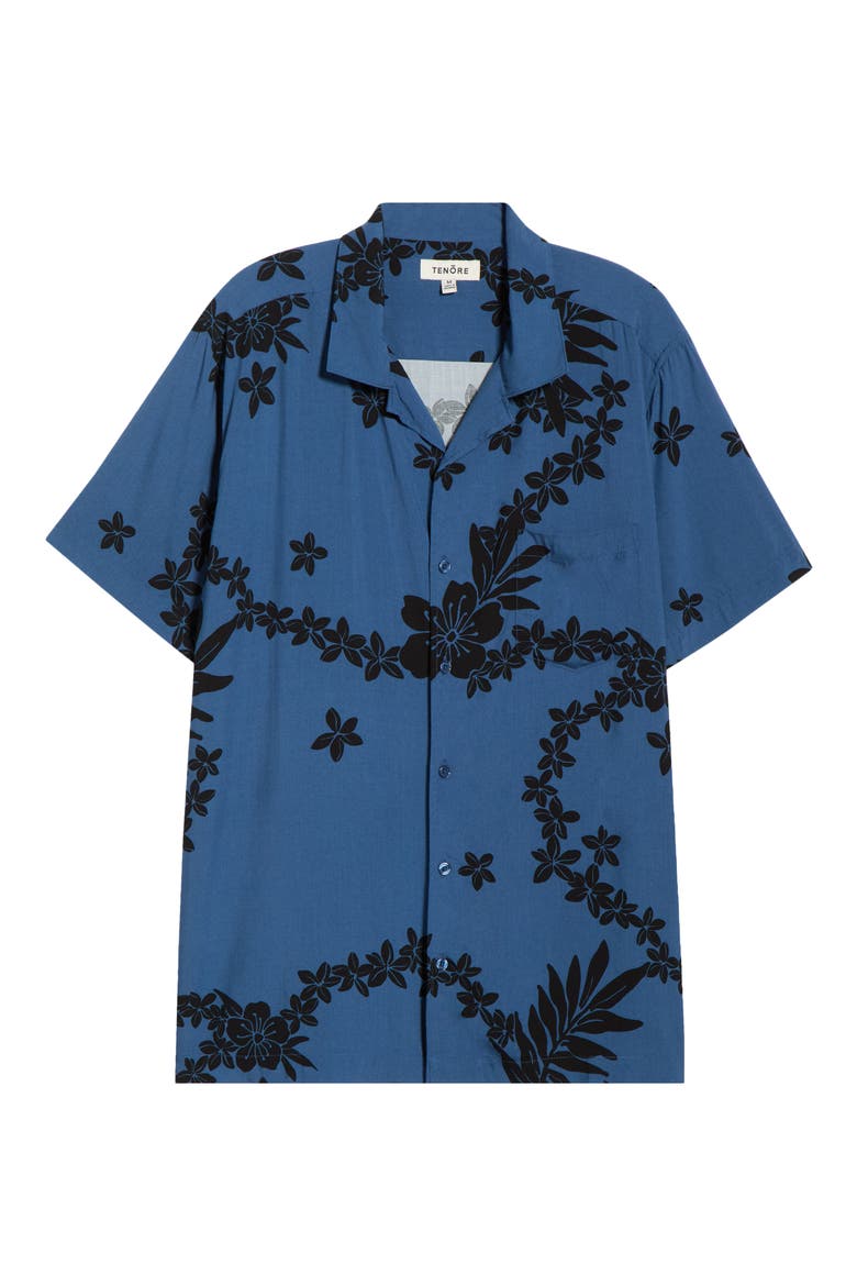 Floral Camp Shirt, Alternate, color, OCEAN