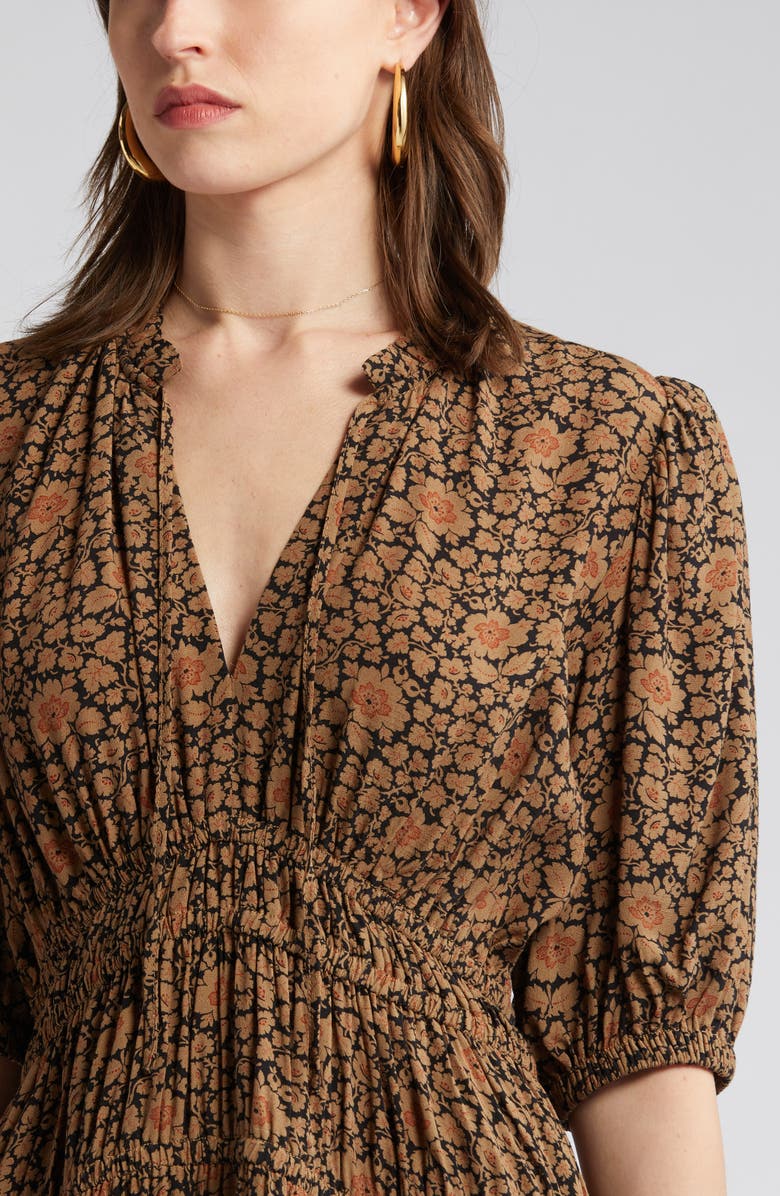 Treasure & Bond Split Neck Smock Waist Dress, Alternate, color, 