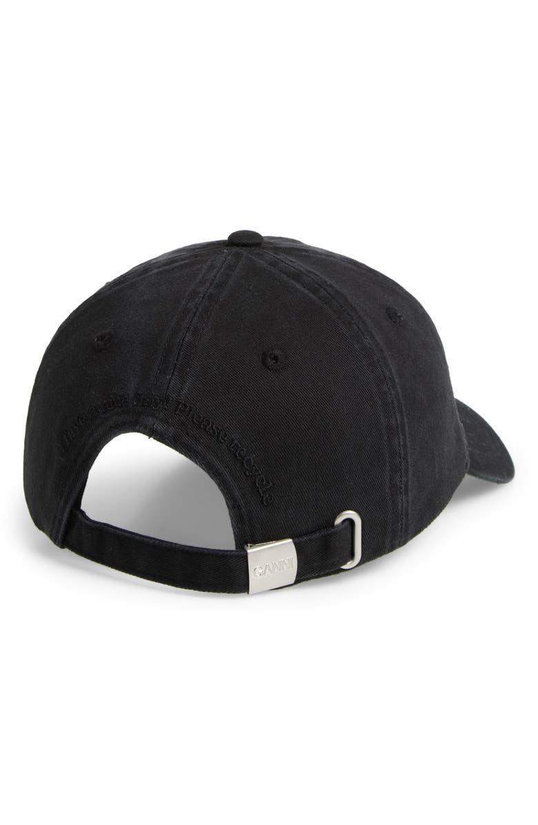 Ganni Washed Cotton Canvas Baseball Cap, Alternate, color, Black