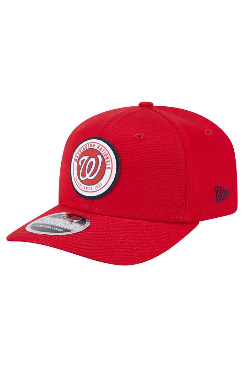 Men's New Era Red Washington Nationals Circle Patch 9SEVENTY Stretch-Snap Hat, Main, color, Red