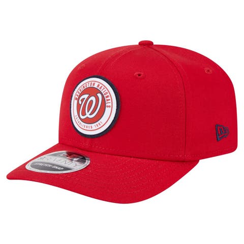 Men's New Era Red Washington Nationals Circle Patch 9SEVENTY Stretch-Snap Hat