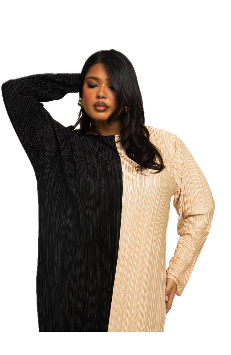 FASHION-SZN CURVE Colour block Midaxi Dress, Alternate, color, Black