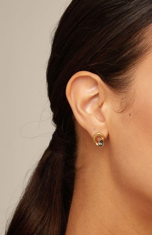 Unode50 Oval Crystal Stud Earrings In Gold