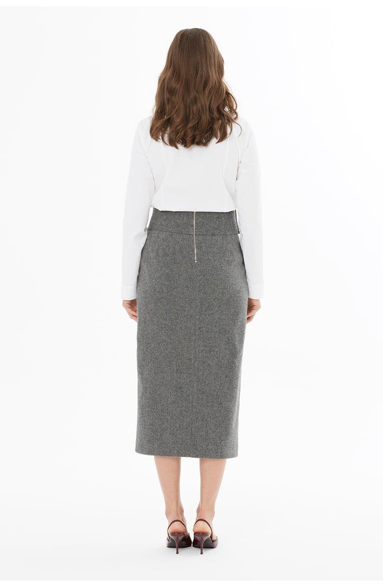Gizia Pencil Skirt with Slit and Belt Detail, Alternate, color, Grey