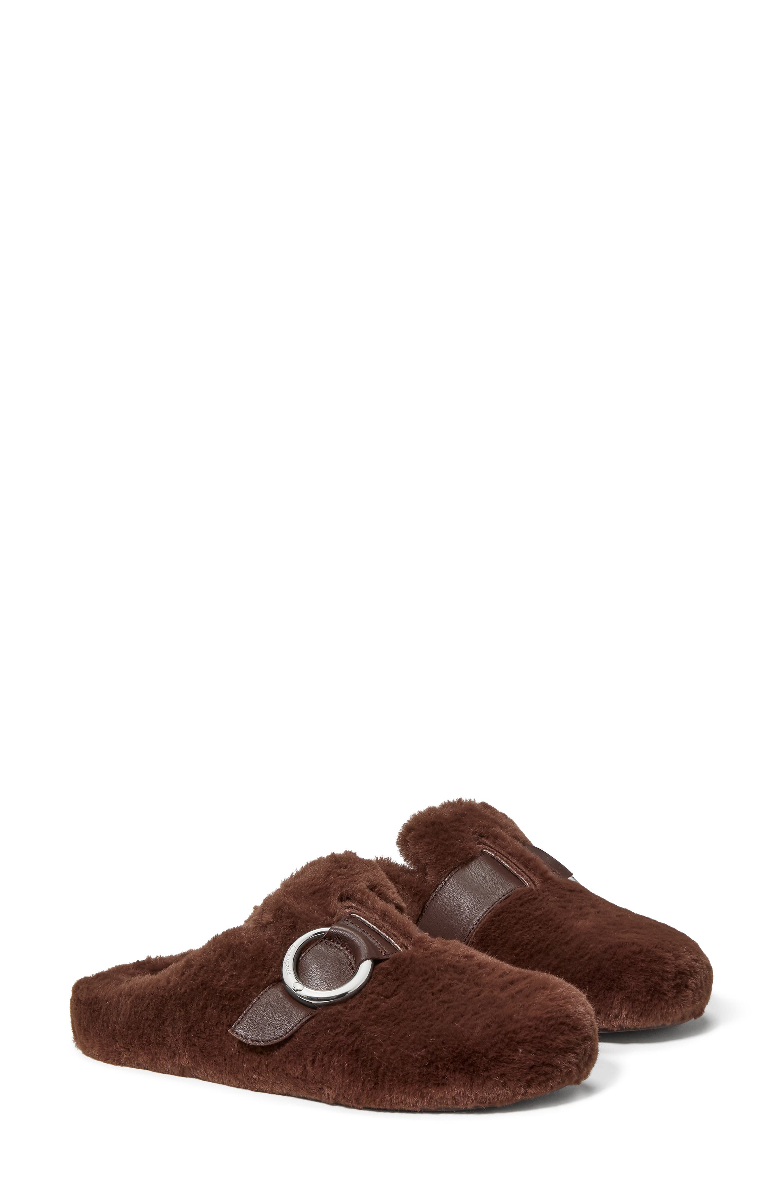 Kate Spade New York halo faux fur clog, Alternate, color, Hot Fudge