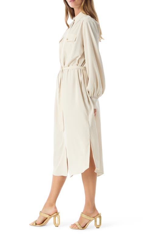 Do By Dee Ocleppo Lunara Belted Long Sleeve Shirtdress In Neutral