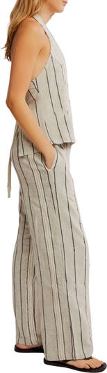 Take Me To Paris Stripe Halter Vest & Pants Set