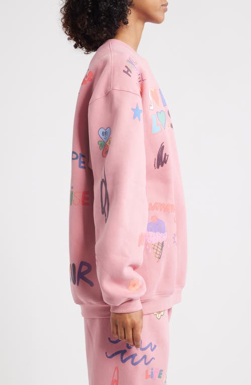 The Mayfair Group X Iscreamcolour Somebody Loves You Fleece Graphic Sweatshirt In Pink