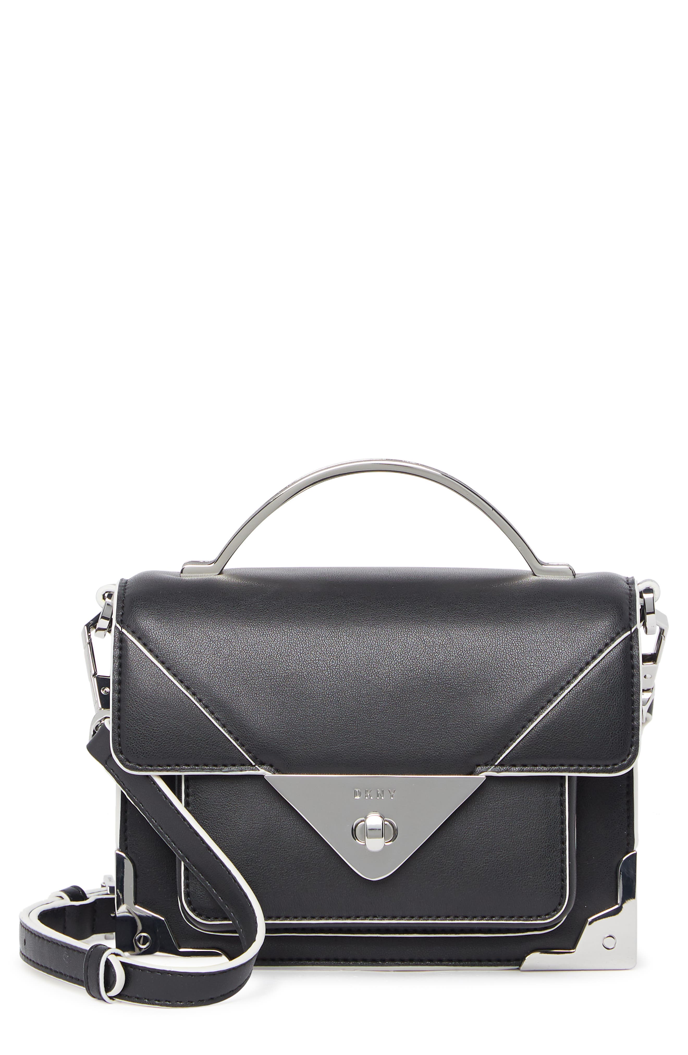 DKNY Jaxone Leather Small Flap Crossbody Bag, Main, color, 