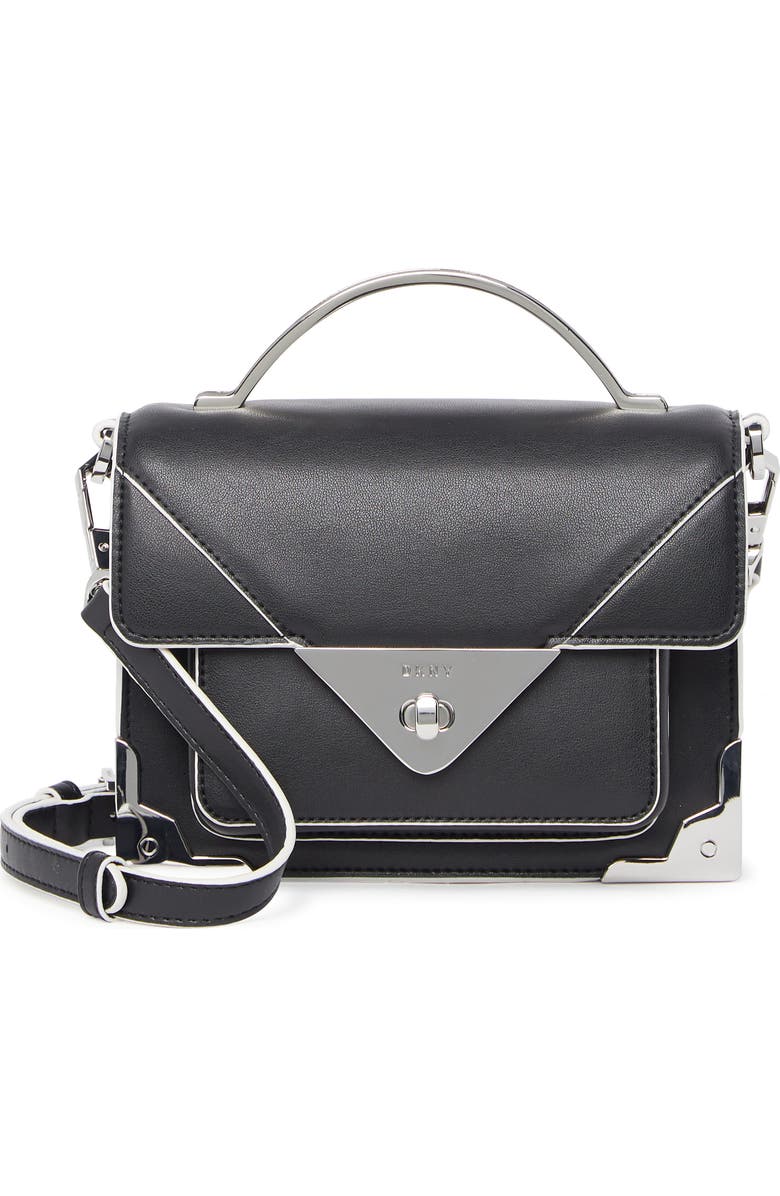 DKNY Jaxone Leather Small Flap Crossbody Bag, Main, color,