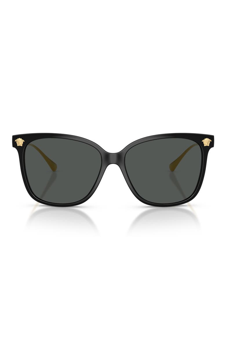 57mm Square Sunglasses, Main, color, BLACK / DARK GREY