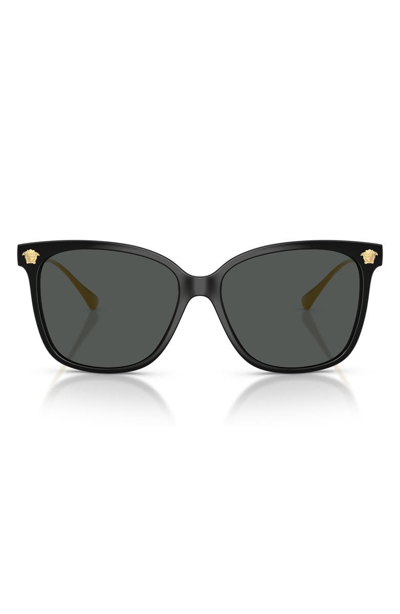 Versace 57mm Square Sunglasses, Main, color, Black / Dark Grey