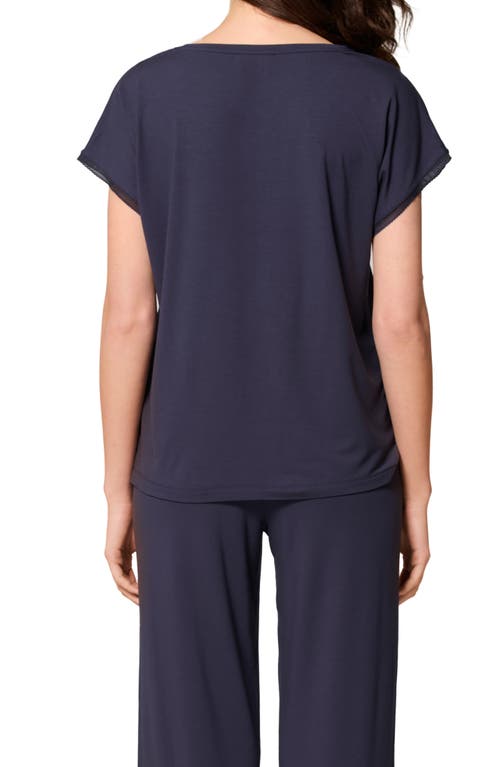 Simone Perele Aurore Lace Trim Pajama T-shirt In Blue