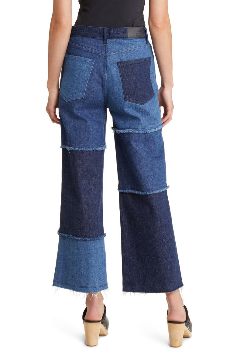 The Getty Patchwork High Waist Crop Wide Leg Jeans, Alternate, color, INDIGO PATCHWORK