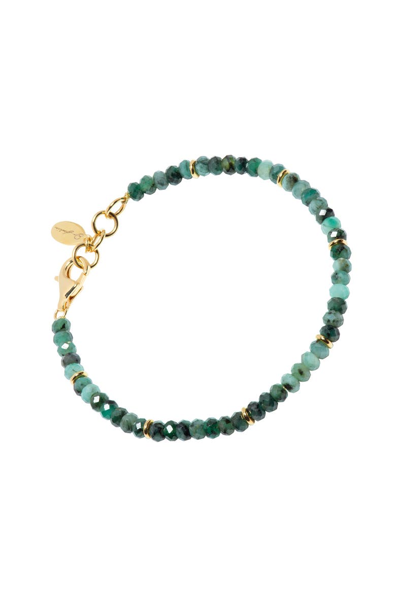 18K Gold Gemstone Beaded Bracelet, Main, color, EMERALD