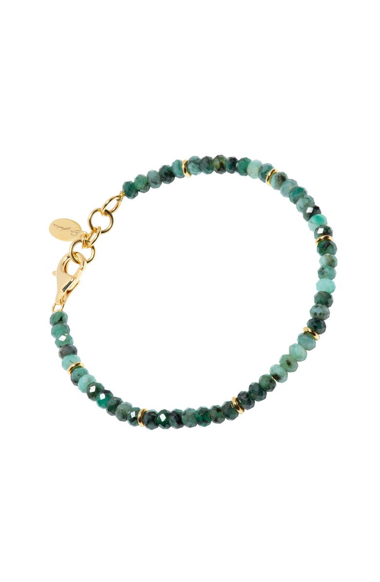 Jan Leslie 18K Gold Gemstone Beaded Bracelet, Main, color, Emerald