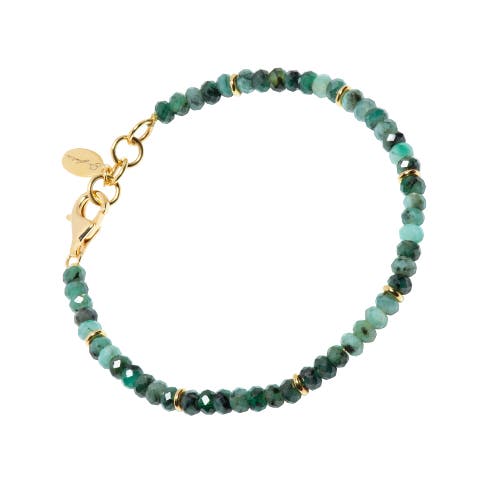 18K Gold Gemstone Beaded Bracelet