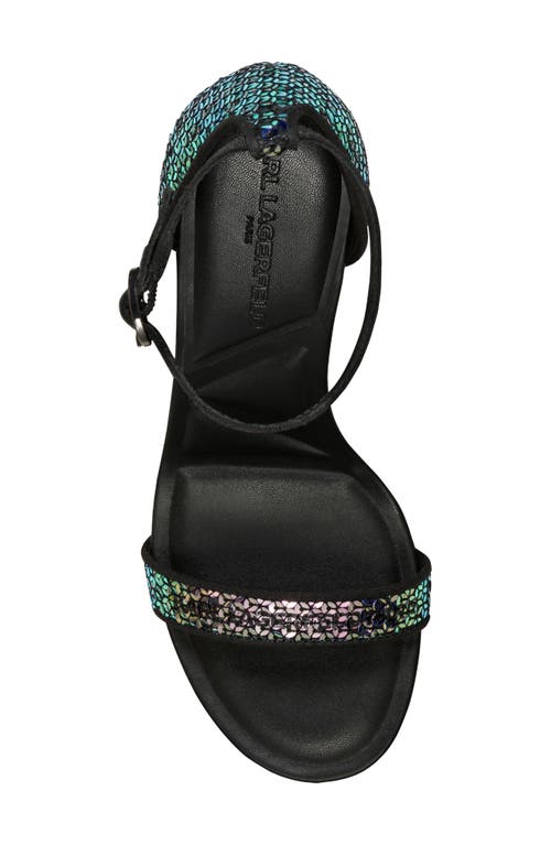 Karl Lagerfeld Paris Kenz Sequin Ankle Strap Sandal In Black