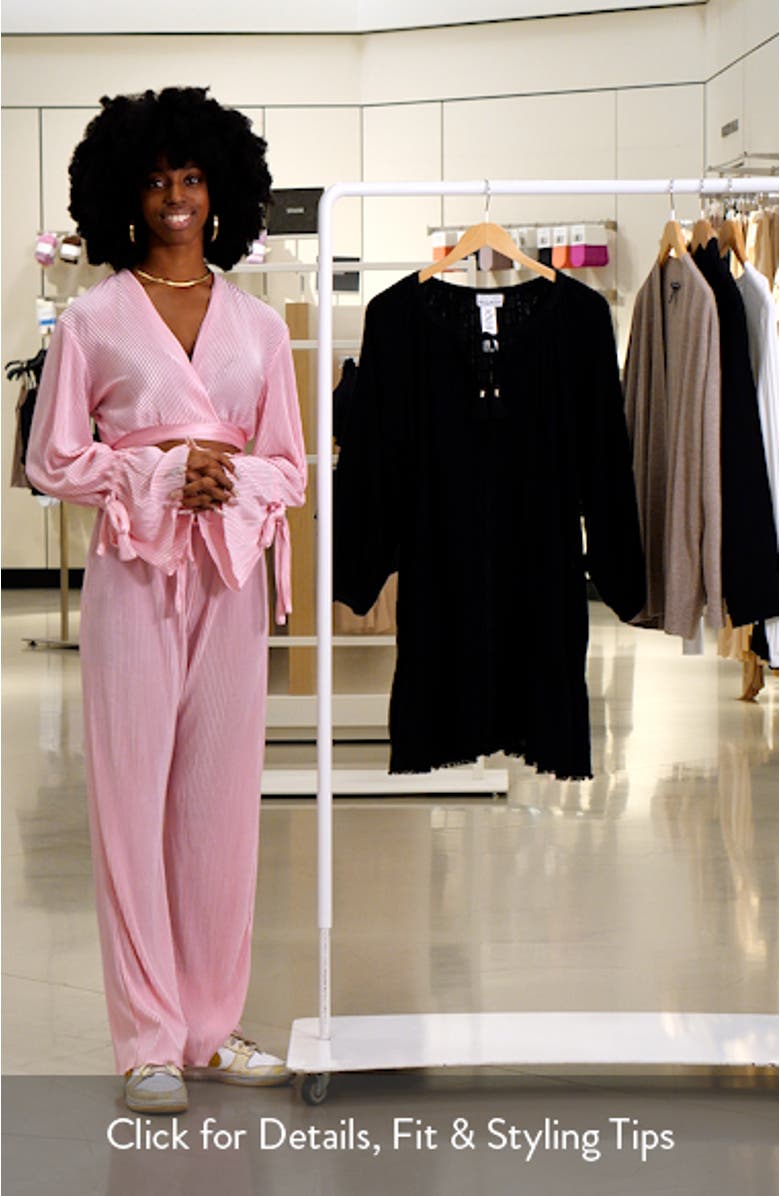 Mykonos Textured Split Neck Cover-Up Cotton Dress, sales video thumbnail