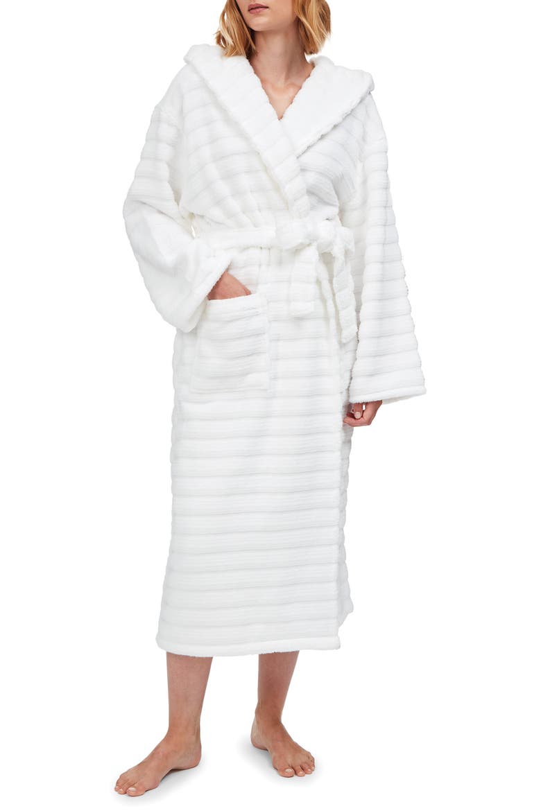 Hooded Ribbed Hydrocotton Robe, Main, color, WHITE