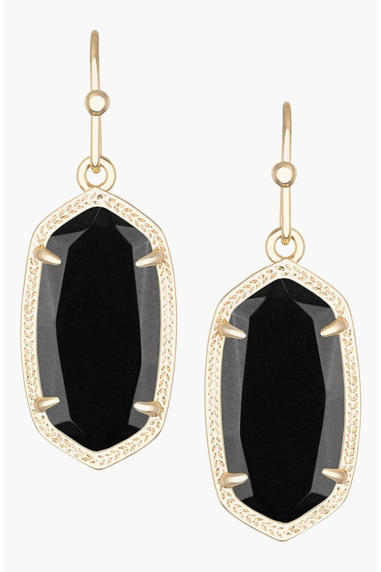 Dani Stone Drop Earrings, Main, color, BLACK/ GOLD
