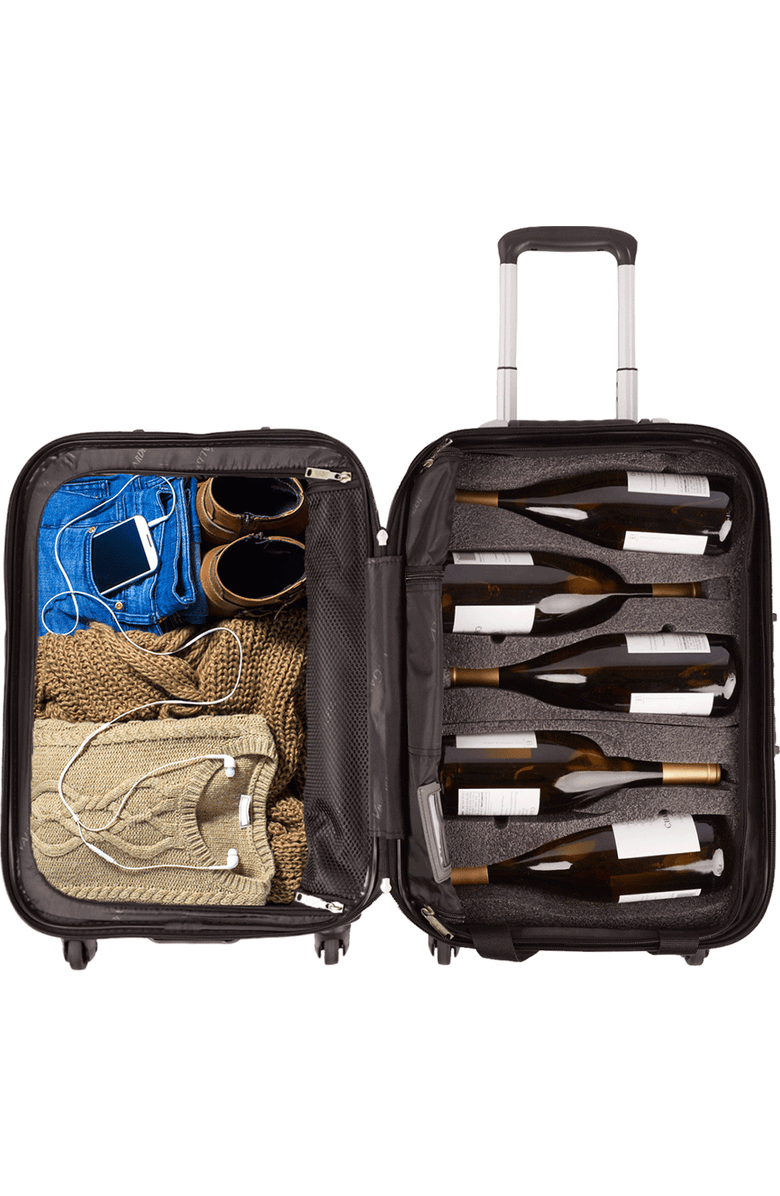 VinGardeValise Piccolo 5-Bottle Wine & Spirits Suitcase, Alternate, color, Black