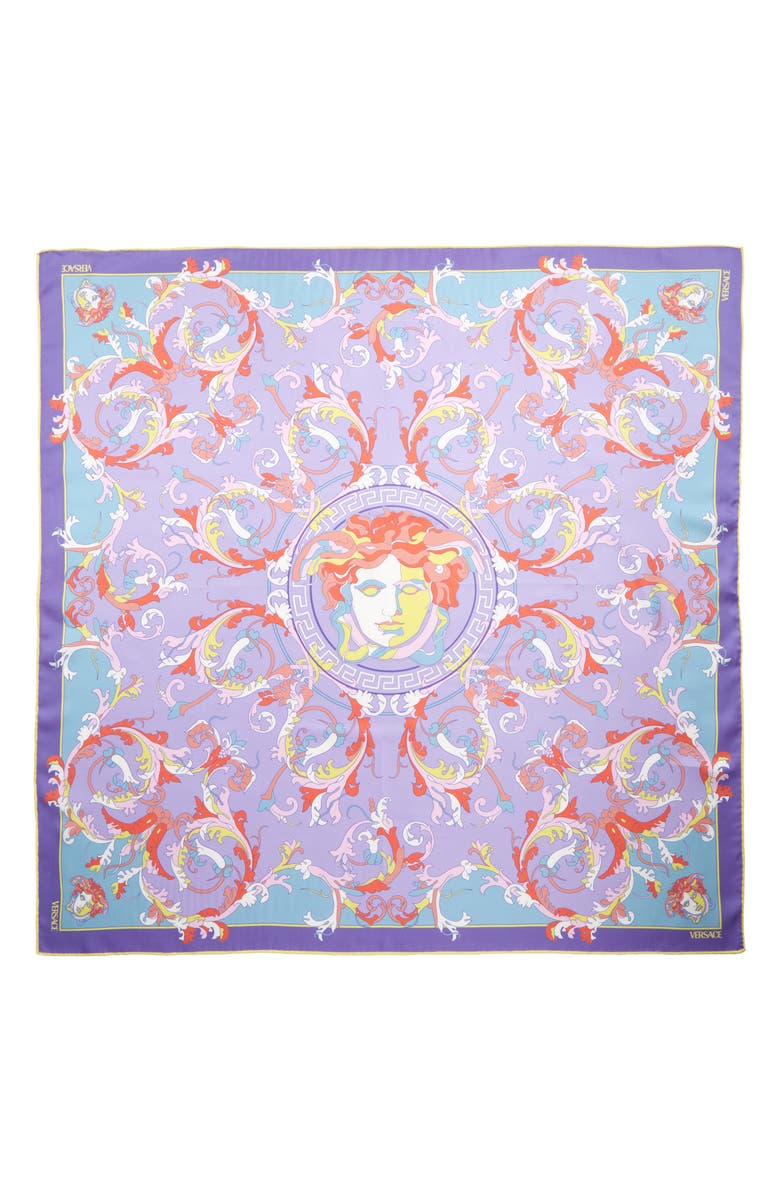Versace Medusa Print Silk Scarf, Alternate, color,