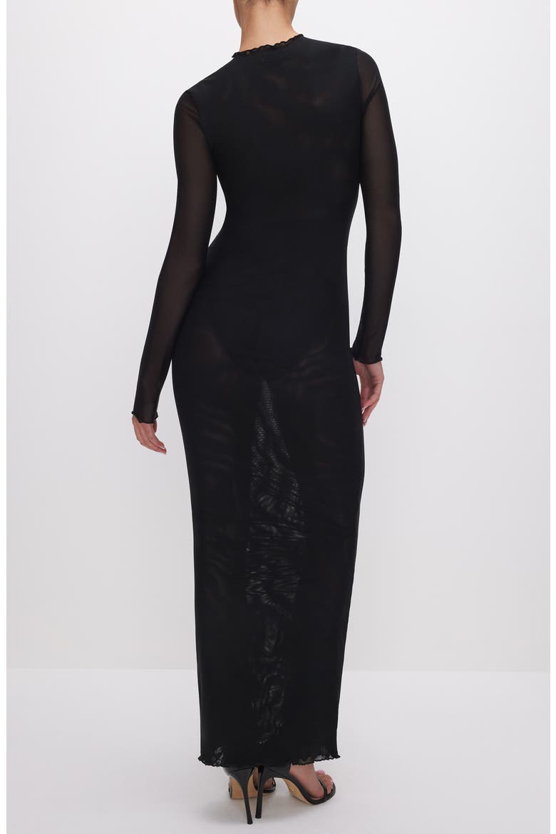 Long Sleeve Mesh Cover-Up Dress, Alternate, color, BLACK001