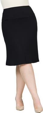 24seven Comfort Apparel A-Line Elastic Waist Knee Length Skirt
