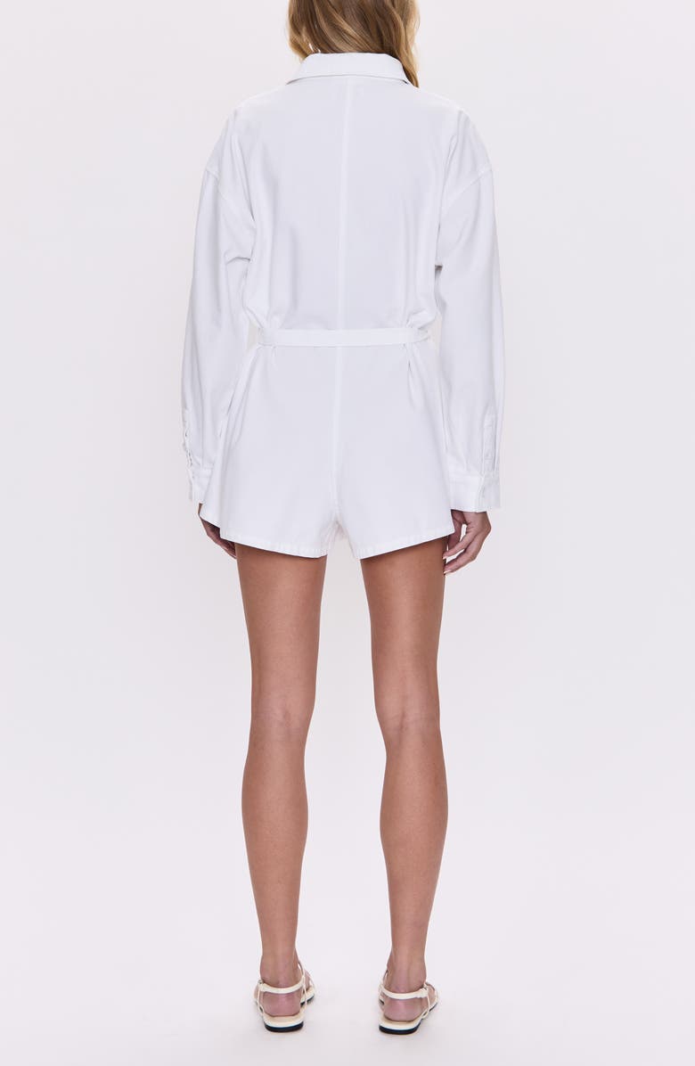 Pistola Vance Tie Waist Long Sleeve Romper, Alternate, color, Vivid White