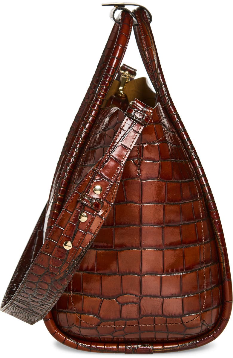 Max Mara Small Marine Croc Embossed Leather Tote, Alternate, color, Brown