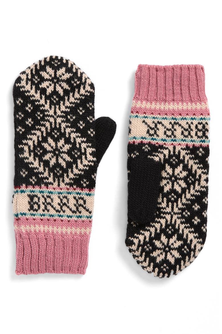 Fleece Lined Nordic Wool Mittens, Main, color, BLACK