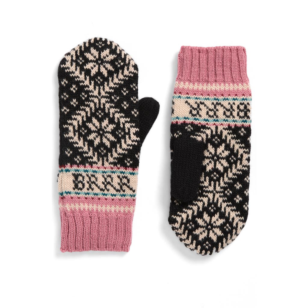 French Knot Fleece Lined Nordic Wool Mittens In Burgundy