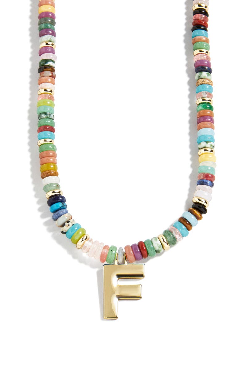 BaubleBar Marcella Initial Necklace, Main, color, Gold - F