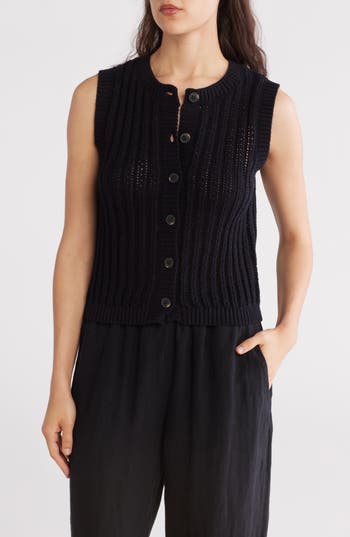 BLU PEPPER BLU PEPPER OPEN KNIT BUTTON VEST