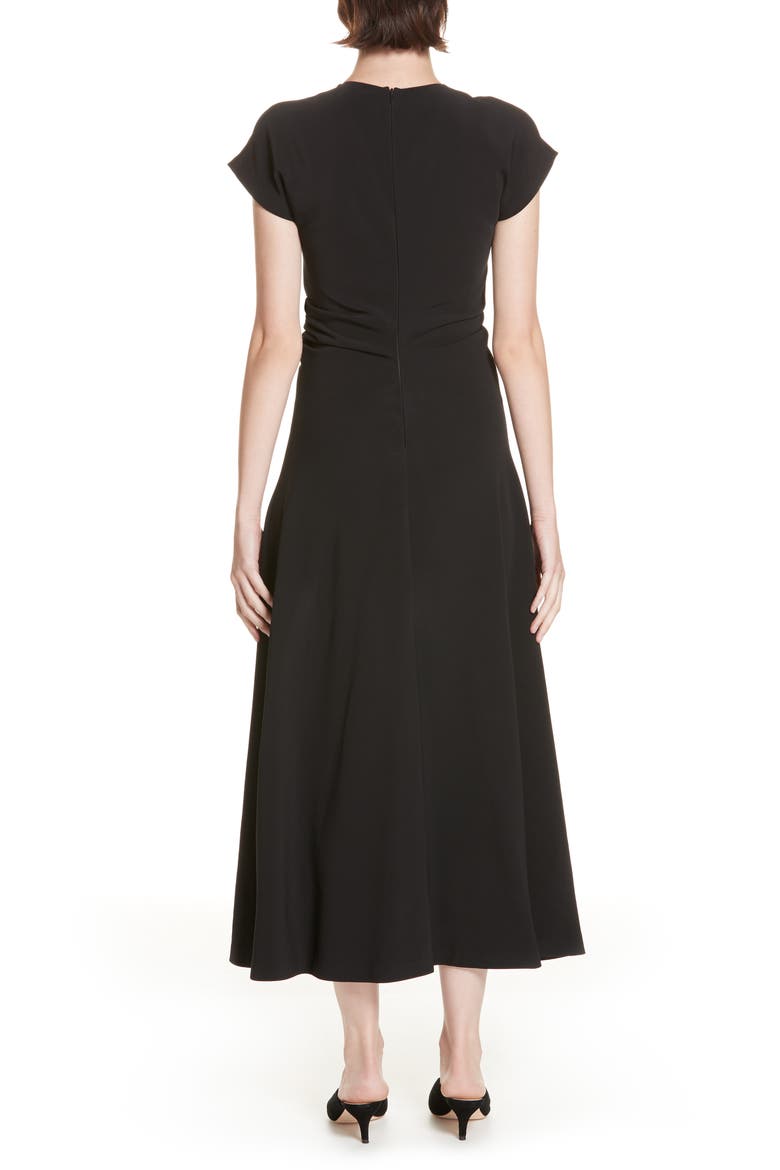Ruched Stretch Cady Dress, Alternate, color, BLACK