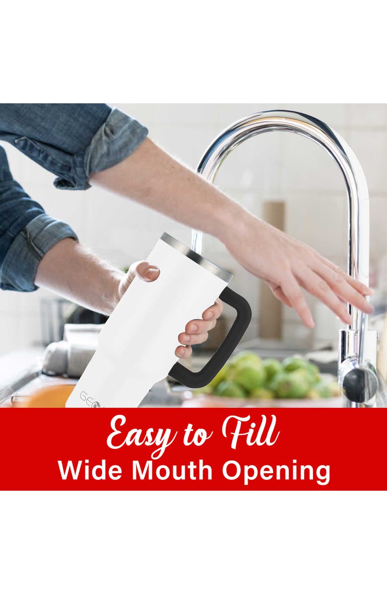 Brentwood Insulated Stainless Steel Tumbler Cup with Handle, Lid, and Straw, Alternate, color, Cream