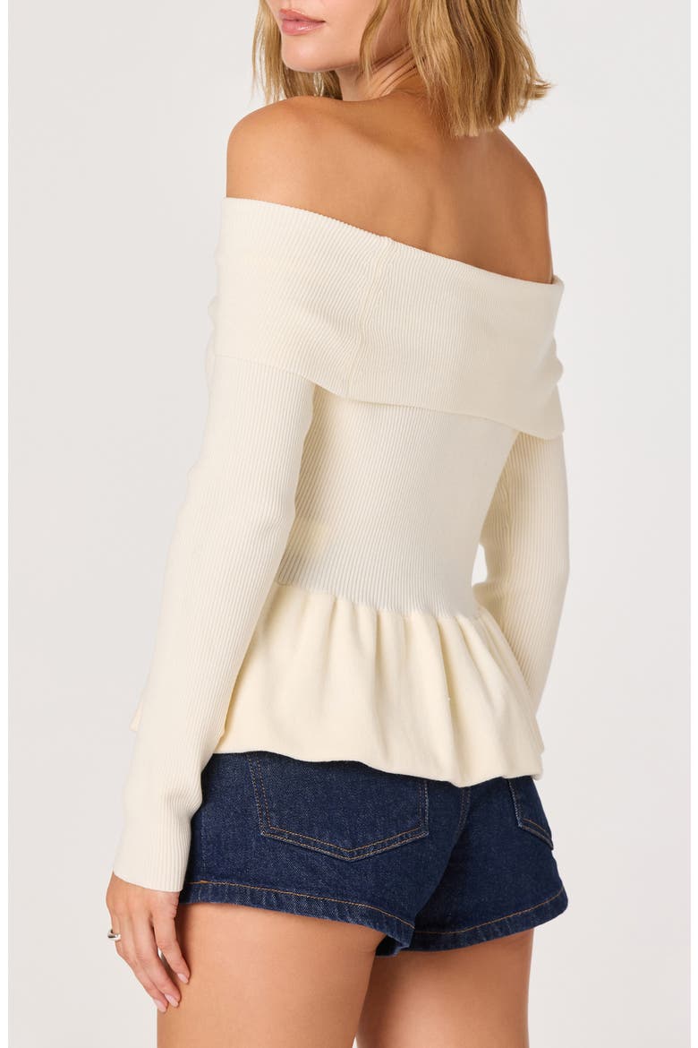 Tiarra Off-the-Shoulder Peplum Sweater, Alternate, color, CREAM