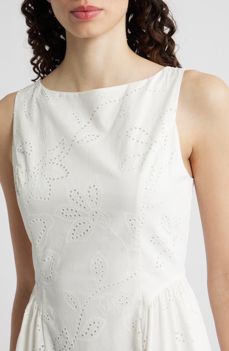 Sam Edelman Eyelet Sleeveless Fit & Flare Midi Dress, Alternate, color, White