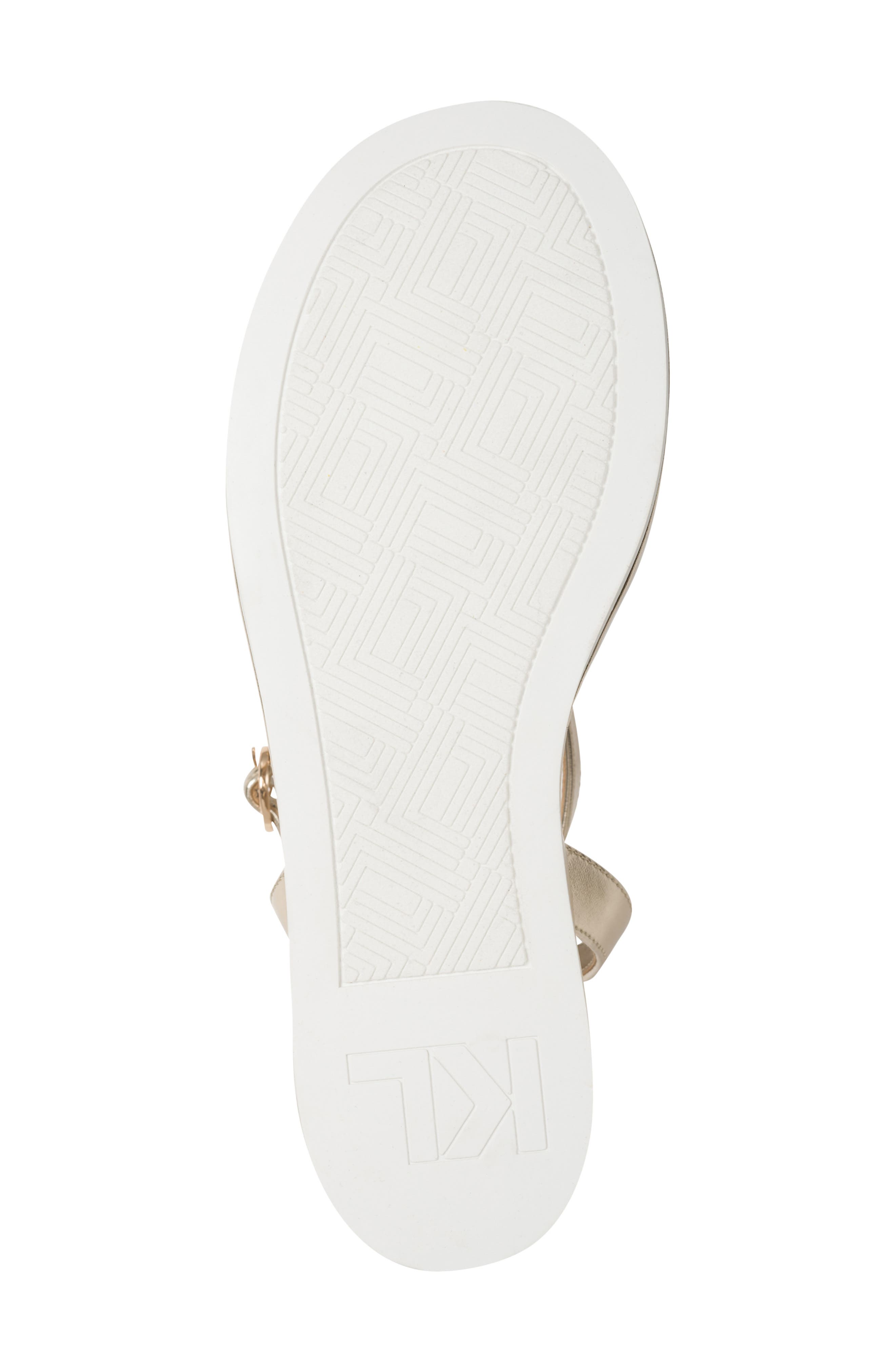 KARL LAGERFELD PARIS Clemons Ankle Strap Wedge Sandal, Alternate, color, White Gold