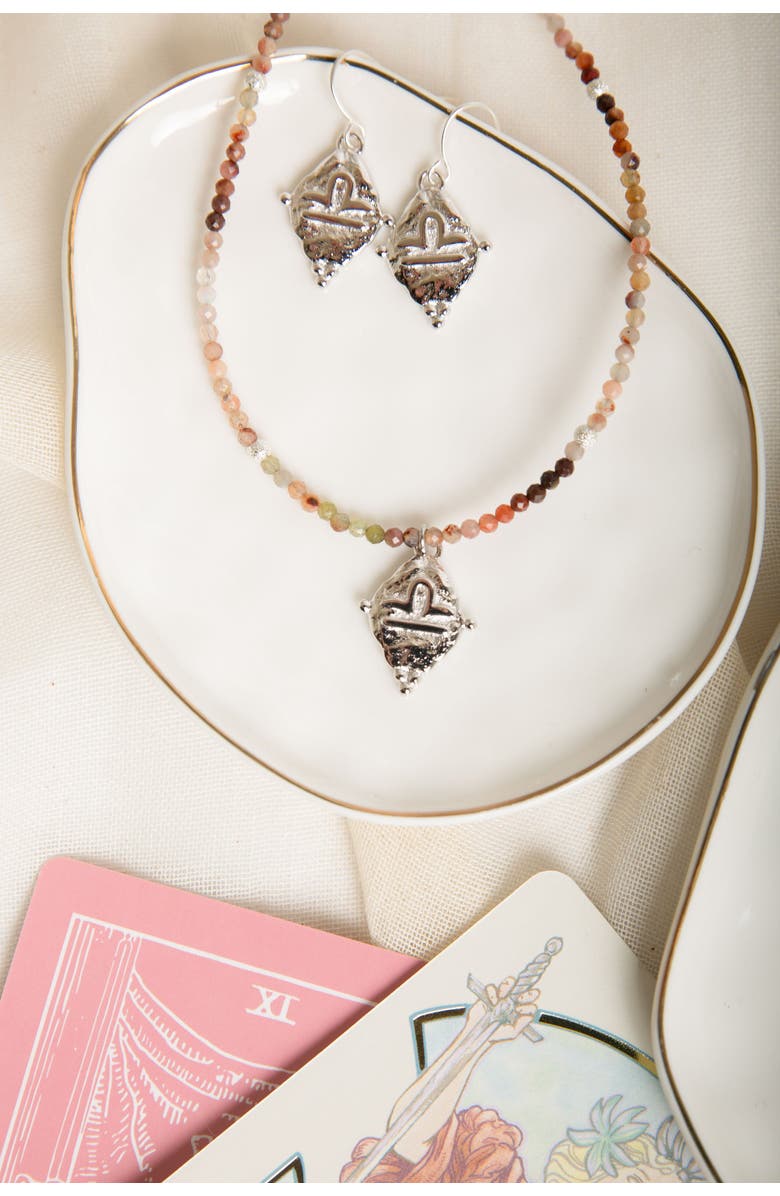 Seven Saints Libra Zodiac Gemstone Choker Necklace, Alternate, color, White