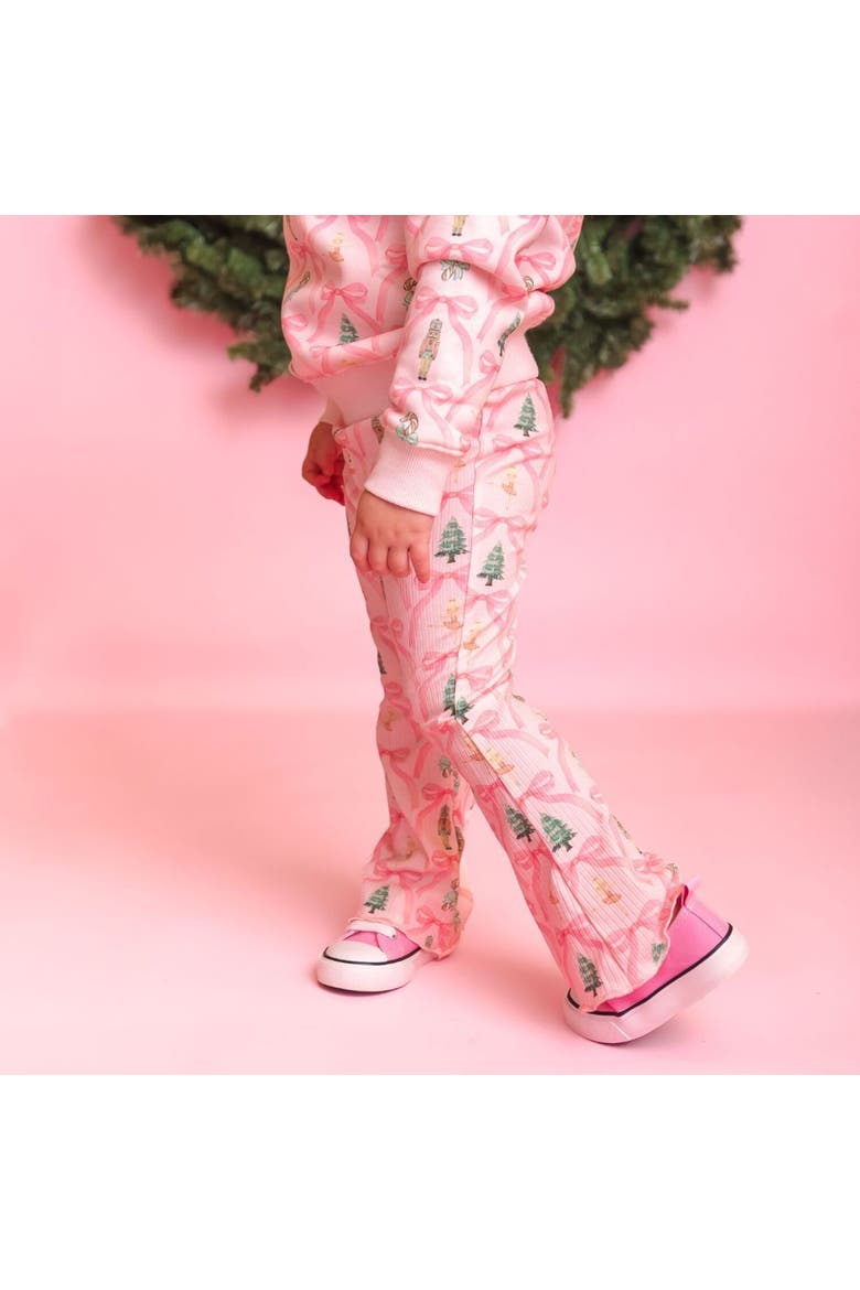 Nutcracker Trellis Christmas Flare Legging, Alternate, color, Ballet Pink