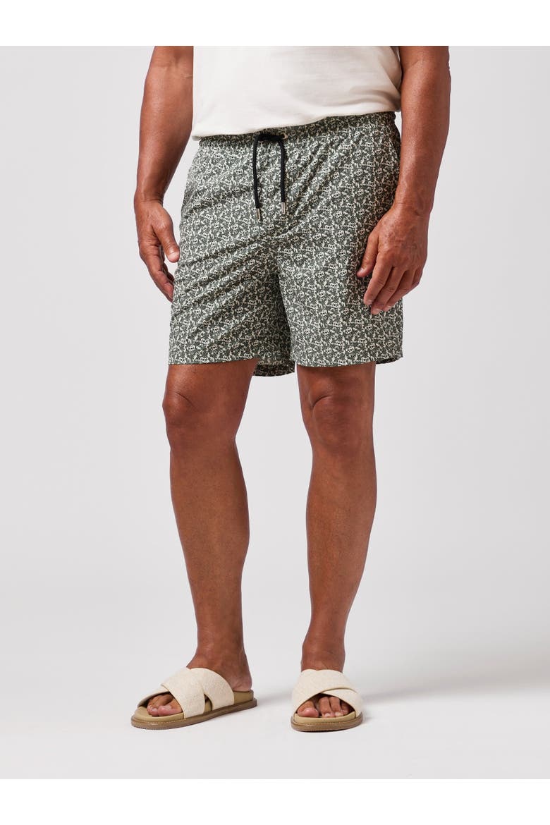 Skull Floral Swim Trunk, Main, color, Olive