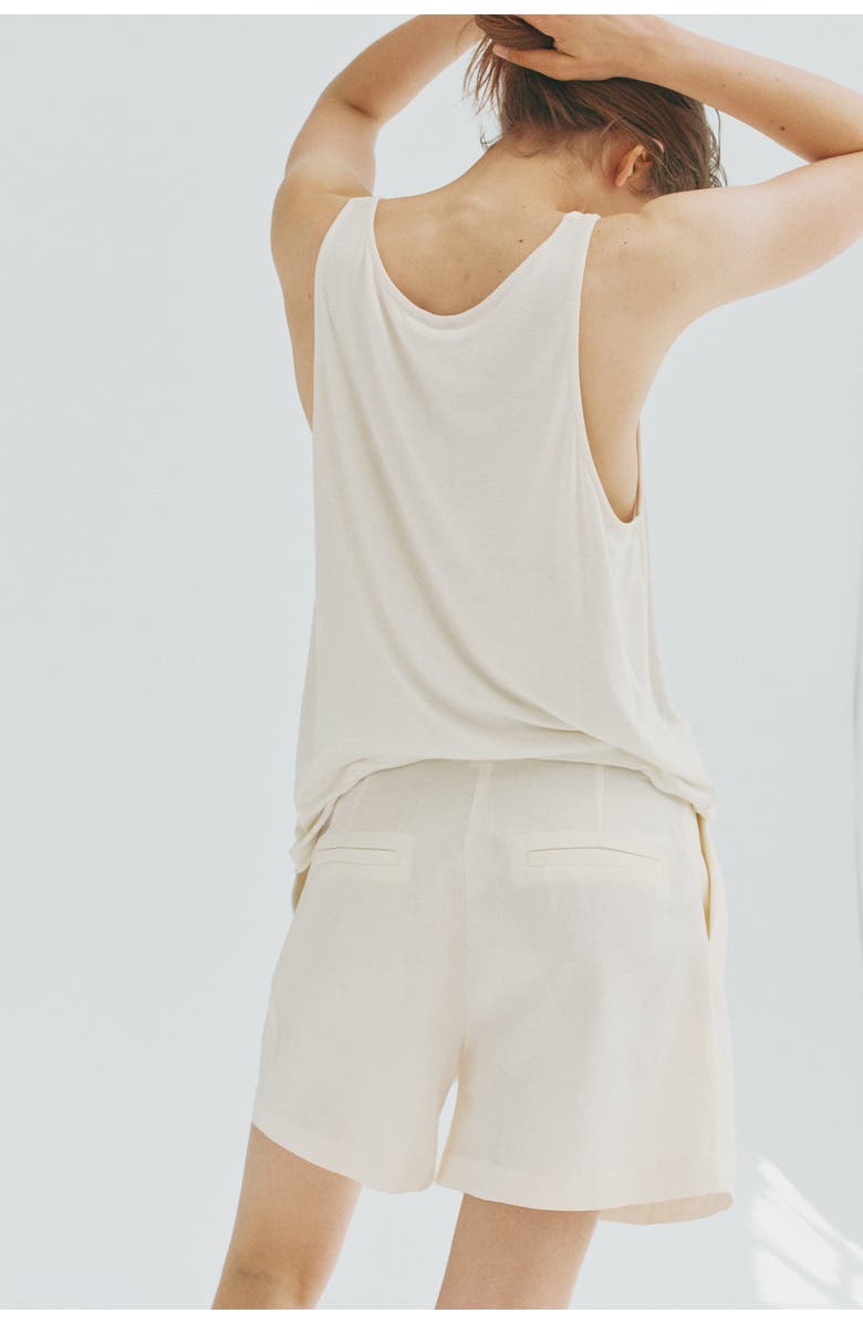 H&M Dressy linen-blend shorts, Alternate, color, Ivory