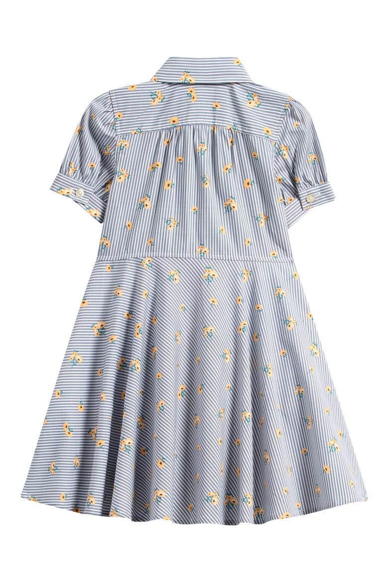 Kids' Sunflower Puff Sleeve Shirtdress, Alternate, color, NAVY