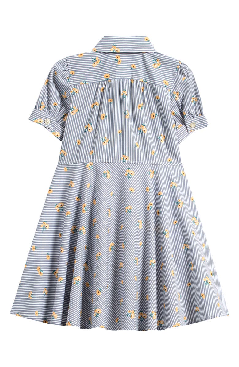 Brooks Brothers Kids' Sunflower Puff Sleeve Shirtdress, Alternate, color, Navy